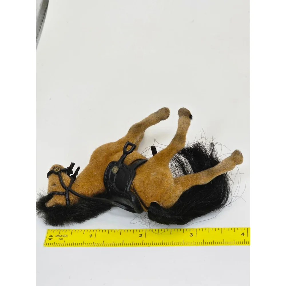 Vintage Flocked Toy Horse w/ Saddle & Bridle –